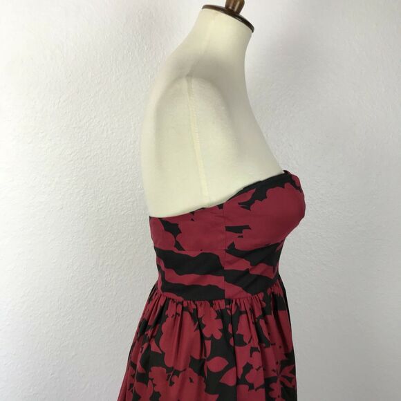 Tibi Vintage Dress Silk Wool Floral Print Fit Flare Strapless - Picture 5 of 9